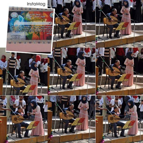 تقديم عرض موسيقي وغنائي في مهرجان عيون الفن الذي نظمته كلية الفنون الجميلة بمناسبة الذكرى 29 لتأسيس الجامعة